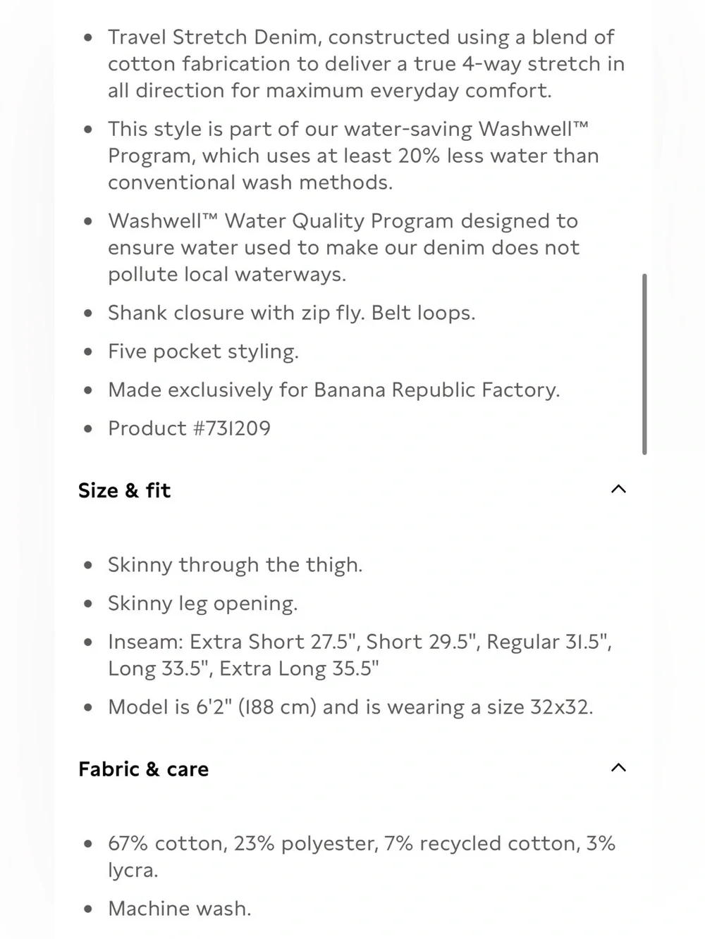 Banana Republic Travel Stretch Jean Skinny Fit
